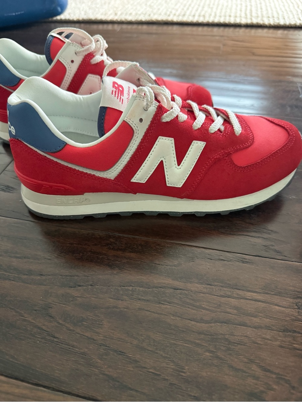 New Balance Red and White Retro Runner Sneakers - Picture 5 of 8